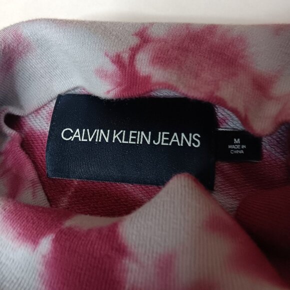 Calvin Klein Jeans Womens Medium Tie Dye Sweatshirt Crop Purple Mock Neck - Picture 3 of 10
